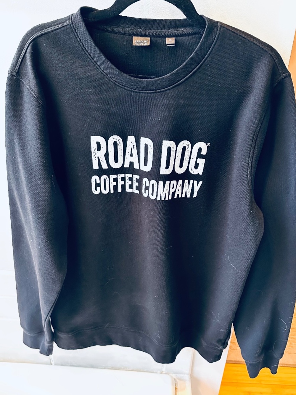 ROAD DOG COFFEE COMPANY SWEATSHIRT, BY STANLEY STELLA, LARGE BLACK